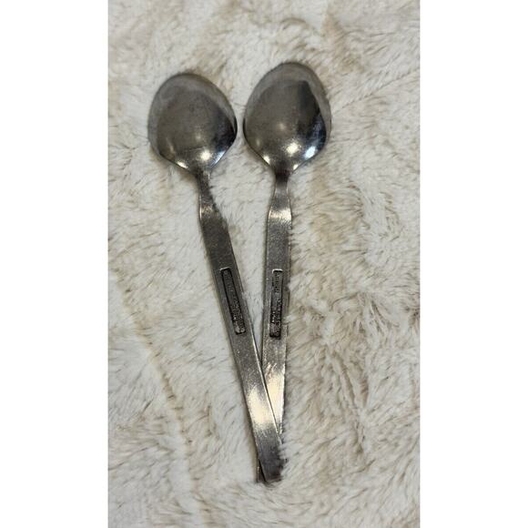 2 Interpur Stainless Flatware Korea FLORENZ 8 Petal Flower Spoons Fleur de Lis - Picture 4 of 4